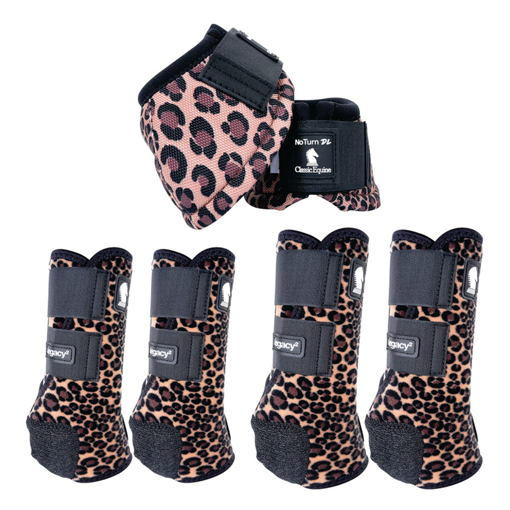 Classic Equine Horse Legacy2 Front Hind Bell Sport Boots Cheetah