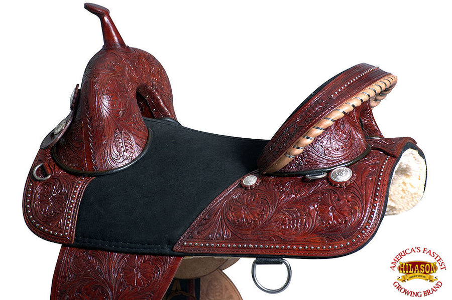 HILASON Western Horse Treeless Trail Barrel Saddle American Leather | for Horses