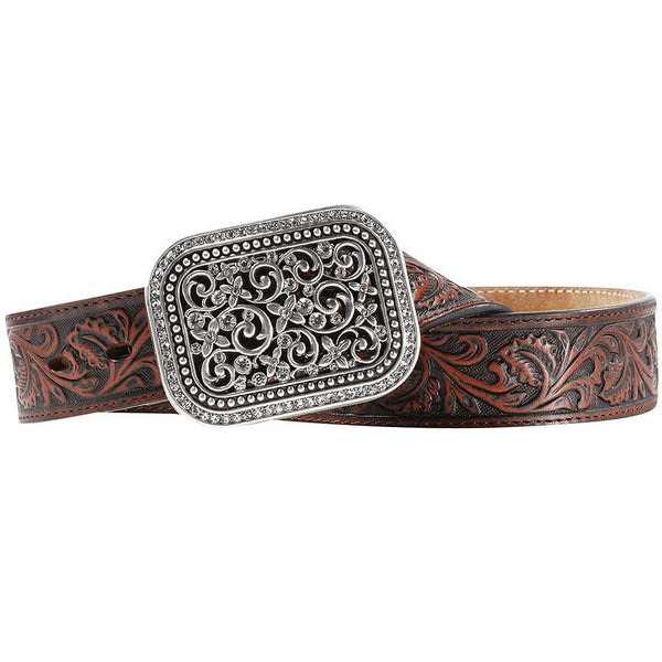 Ariat W. Belt Women Leather Filigree Rhinstone Bark by Hilason – Cowboy and equestrian accessories