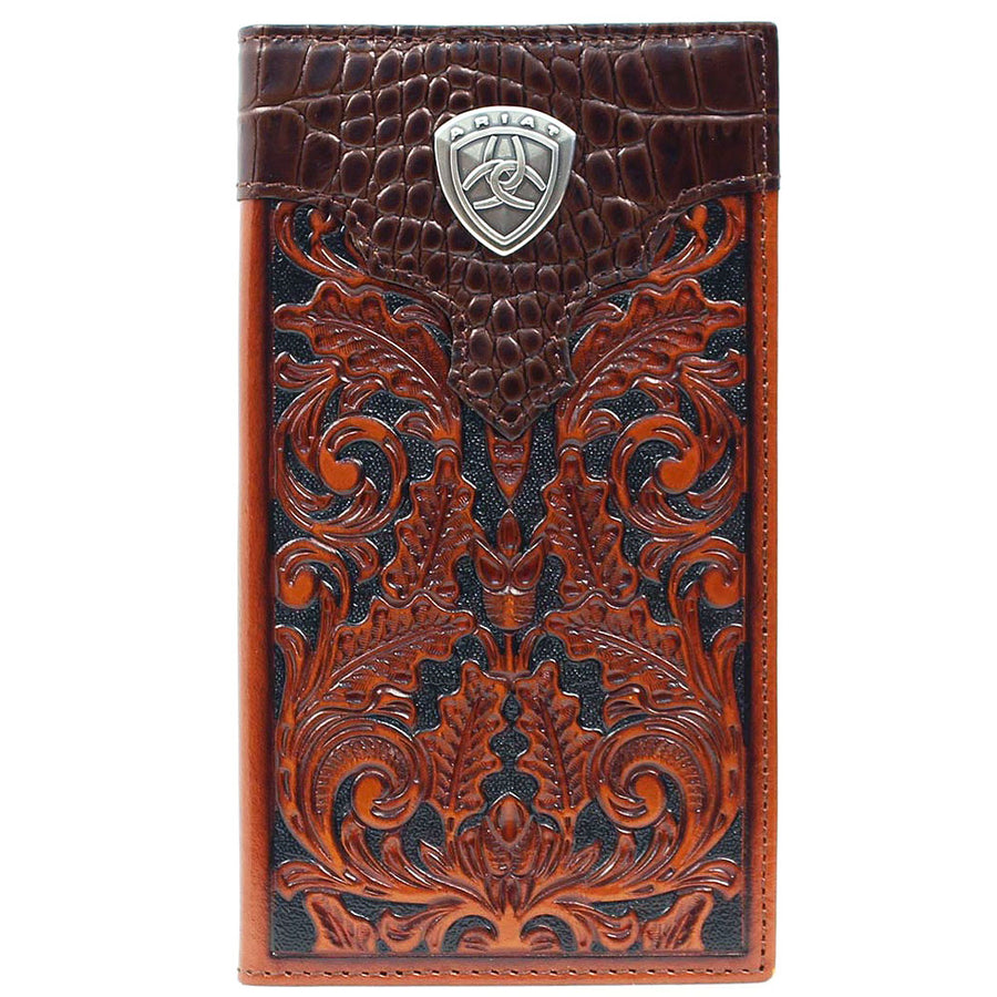 Ariat Oak Embossed Design Brand Concho Rodeo Wallet Tan by Hilason – Cowboy and equestrian accessories