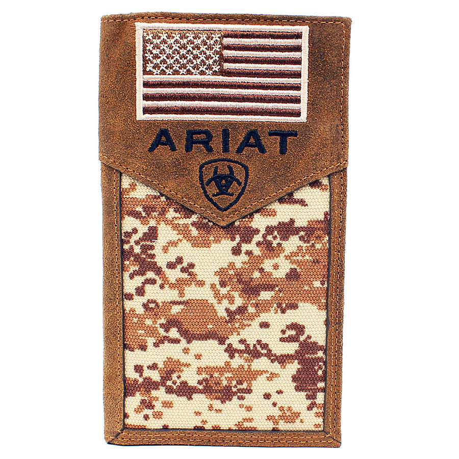 Ariat Rodeo Digital Camo Edge Overlay Top Grain Leather Wallet Medium by Hilason – Cowboy and equestrian accessories