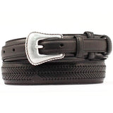 Nocona Leather Belt Lacing Embellisment Ranger Arrow Mens Top Hand Black