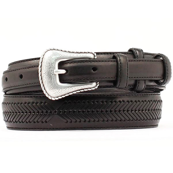 Nocona Leather Belt Lacing Embellisment Ranger Arrow men's Top Hand Black - Uhorse