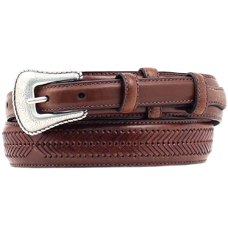 Nocona Leather Belt Lacing Embellisment Ranger Arrow men's Top Hand Brown - Uhorse