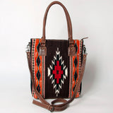 American Darling Saddle Blanket Tote Bag – Handwoven Wool Western Tote with Genuine Leather Handles & Spacious Interior