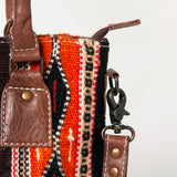 American Darling Saddle Blanket Tote Bag – Handwoven Wool Western Tote with Genuine Leather Handles & Spacious Interior
