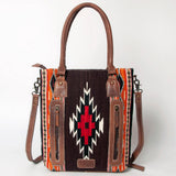 American Darling Saddle Blanket Tote Bag – Handwoven Wool Western Tote with Genuine Leather Handles & Spacious Interior