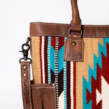 American Darling Western Tote Bag – Handwoven Saddle Blanket Genuine Leather Trim, Everyday Work or Travel Purse