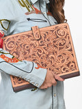 American Darling Portfolio Bag Hand Tooled Crocodile Embossed Genuine Leather Western Women | Student for Sketches