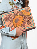 American Darling Portfolio Bag Hand Tooled Crocodile Embossed Genuine Leather Western Women | Student for Sketches