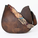 American Darling Hair-on Cowhide Hobo Bag for Women – Genuine Leather Western Shoulder Purse with Hand-Tooled Details and Wide Strap