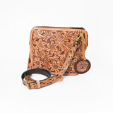 American Darling Western Leather Crossbody Bag Hand Tooled Floral Carved Purse with Adjustable Strap