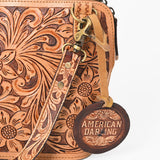 American Darling Western Leather Crossbody Bag Hand Tooled Floral Carved Purse with Adjustable Strap