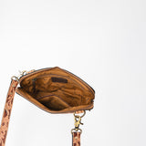 American Darling Western Leather Crossbody Bag Hand Tooled Floral Carved Purse with Adjustable Strap