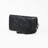 American Darling Hand-Tooled Western Leather Clutch Bag - Genuine Carved Artisan Women's Wristlet - Uhorse