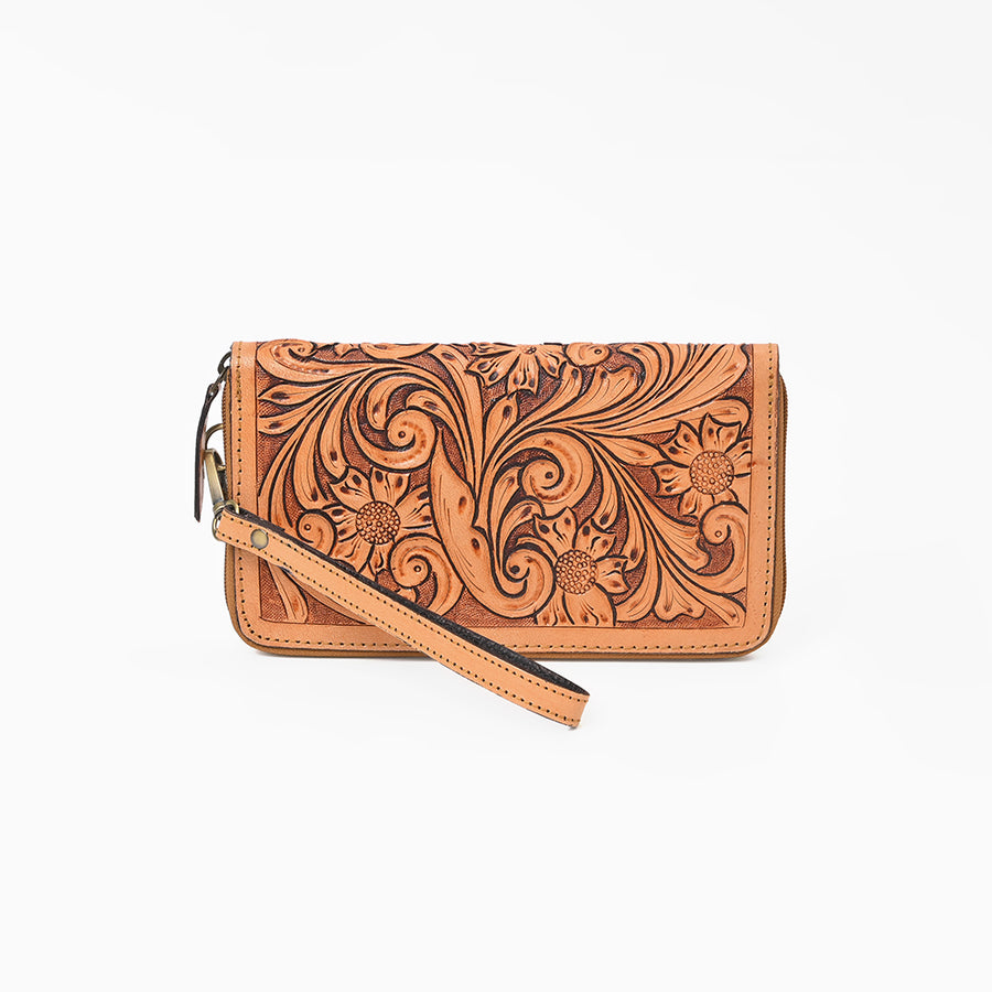American Darling Clutch Hand Tooled Genuine Leather Western Women Bag Handbag Purse Tan | Purses for Cute