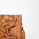 American Darling Western Hand-Tooled Leather Clutch Bag with Floral Carving and Premium Genuine Leather