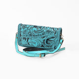 American Darling Western Hand-Tooled Leather Clutch Bag with Floral Carving - Uhorse