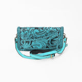 American Darling Western Hand-Tooled Leather Clutch Bag with Floral Carving and Premium Genuine Leather