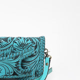 American Darling Western Hand-Tooled Leather Clutch Bag with Floral Carving and Premium Genuine Leather