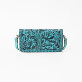 American Darling Western Hand-Tooled Leather Clutch Bag with Floral Carving and Premium Genuine Leather