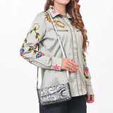 American Darling Western Hand-Tooled Leather Clutch Bag with Floral Carving and Premium Genuine Leather