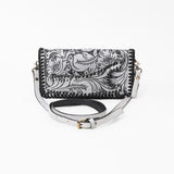 American Darling Western Hand-Tooled Leather Clutch Bag with Floral Carving and Premium Genuine Leather