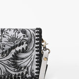 American Darling Western Hand-Tooled Leather Clutch Bag with Floral Carving and Premium Genuine Leather