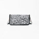 American Darling Western Hand-Tooled Leather Clutch Bag with Floral Carving and Premium Genuine Leather