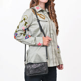 American Darling Western Hand-Tooled Leather Clutch Bag with Floral Carving and Premium Genuine Leather