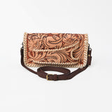 American Darling Western Hand-Tooled Leather Clutch Bag with Floral Carving and Premium Genuine Leather