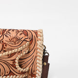 American Darling Western Hand-Tooled Leather Clutch Bag with Floral Carving and Premium Genuine Leather