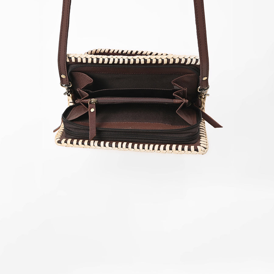 American Darling Western Hand-Tooled Leather Clutch Bag with Floral Carving and Premium Genuine Leather