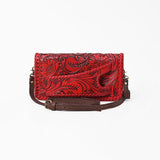 American Darling Western Hand-Tooled Leather Clutch Bag with Floral Carving and Premium Genuine Leather
