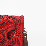 American Darling Western Hand-Tooled Leather Clutch Bag with Floral Carving and Premium Genuine Leather