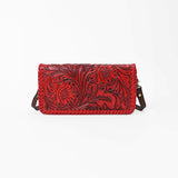 American Darling Western Hand-Tooled Leather Clutch Bag with Floral Carving and Premium Genuine Leather