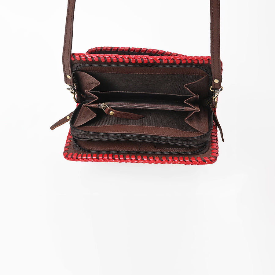 American Darling Western Hand-Tooled Leather Clutch Bag with Floral Carving and Premium Genuine Leather