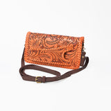 American Darling Western Hand-Tooled Leather Clutch Bag with Floral Carving - Uhorse