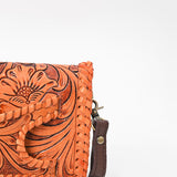 American Darling Western Hand-Tooled Leather Clutch Bag with Floral Carving and Premium Genuine Leather