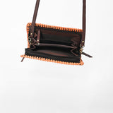 American Darling Western Hand-Tooled Leather Clutch Bag with Floral Carving and Premium Genuine Leather