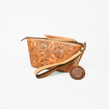American Darling Hand-Tooled Western Leather Wristlet Bag - Genuine Floral Carved Women's Clutch - Uhorse
