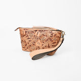 American Darling Hand-Tooled Western Leather Wristlet Bag - Genuine Floral Carved Women's Clutch - Uhorse