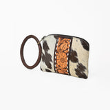 American Darling Hair-on Cowhide Hand-Tooled Clutch Bag | O-Ring Western Wristlet - Uhorse