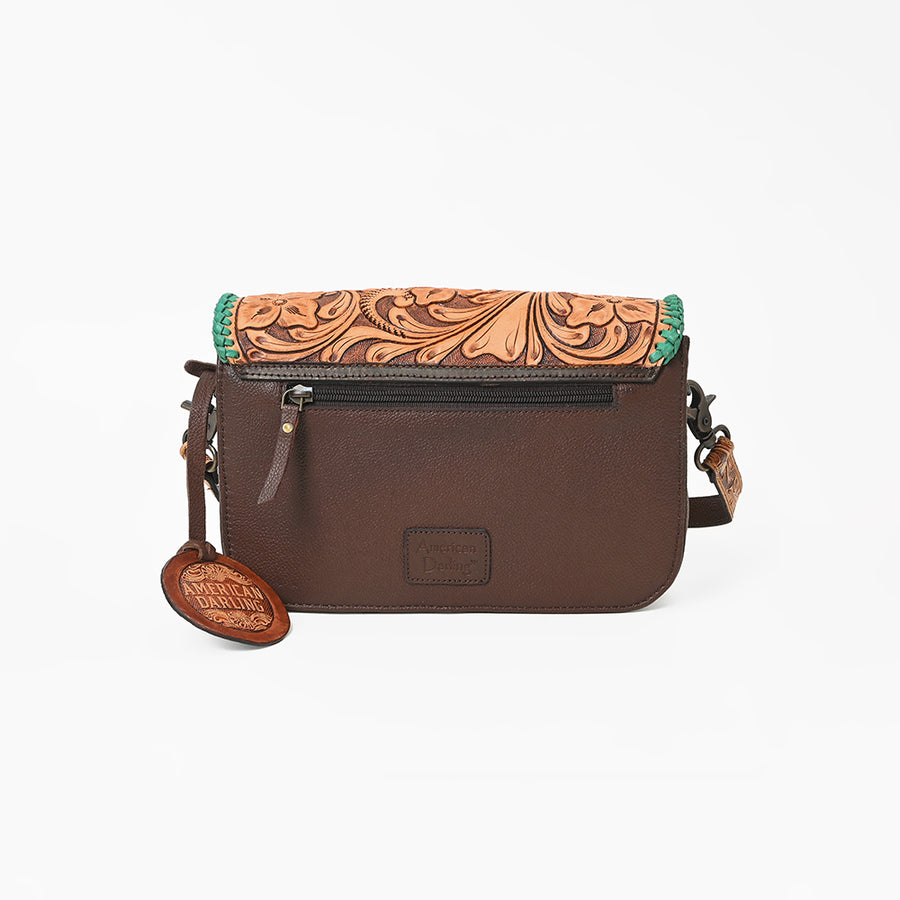 American Darling Western Small Cross Body Bag | Hand-Tooled Floral Carved | Genuine Leather | Everyday Carry