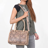 American Darling Western Travel Duffel Bag Handcrafted from Hand-Tooled Genuine Leather | Floral Carved & Vegetable Tanned Leather