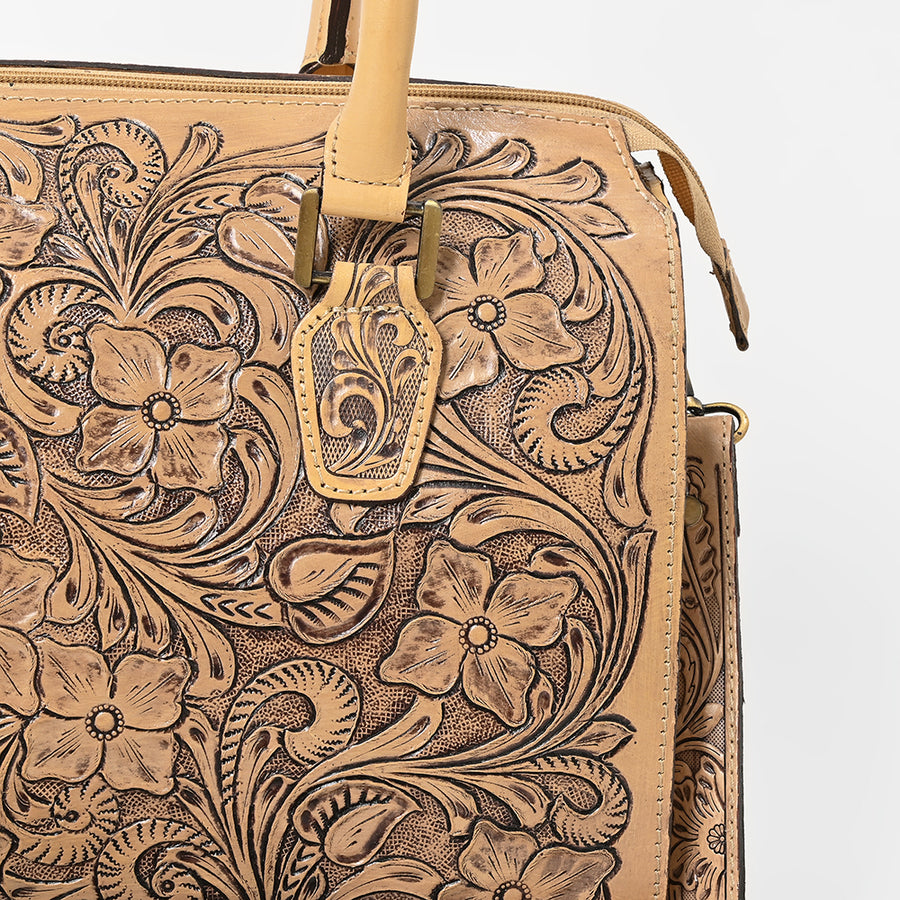 American Darling Western Travel Duffel Bag Handcrafted from Hand-Tooled Genuine Leather | Floral Carved & Vegetable Tanned Leather