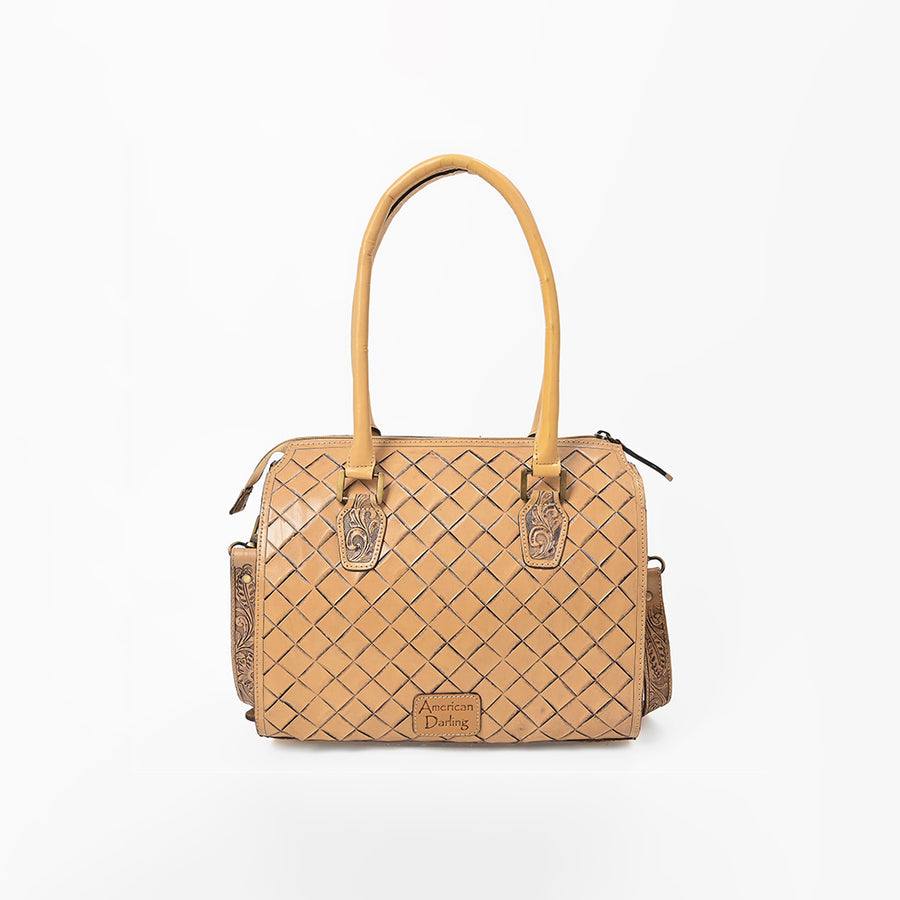 American Darling Western Travel Duffel Bag Handcrafted from Hand-Tooled Genuine Leather | Floral Carved & Vegetable Tanned Leather