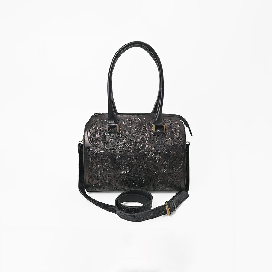 American Darling Western Travel Duffel Bag Handcrafted from Hand-Tooled Genuine Leather | Floral Carved & Vegetable Tanned Leather