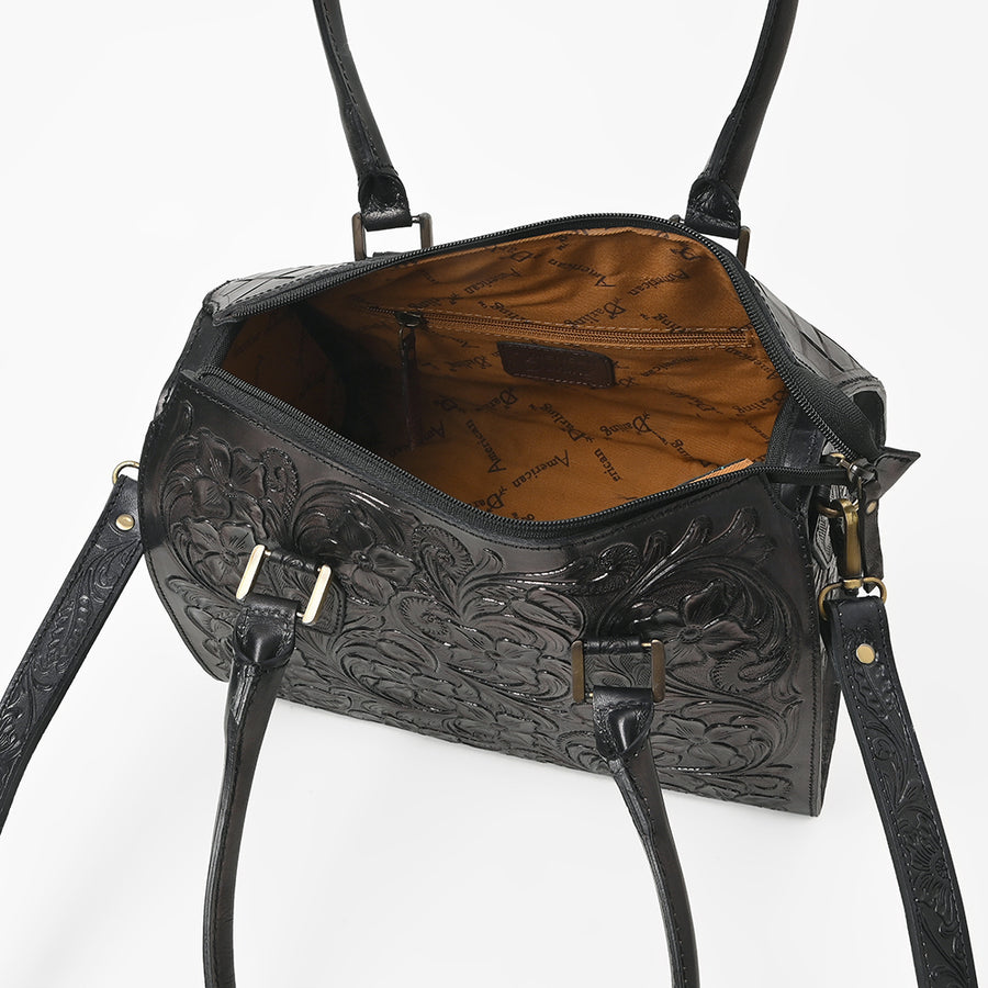 American Darling Western Travel Duffel Bag Handcrafted from Hand-Tooled Genuine Leather | Floral Carved & Vegetable Tanned Leather