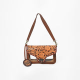American Darling Hand-Tooled Western Leather Clear Bag – Genuine Floral Carved Crossbody, Vegetable-Tanned Full-Grain Leather
